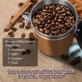 img 4 attached to ☕ Coffee Jar & Canister Set for Coffee, Tea, Sugar, and Flour - Stainless Steel with Scoop, Valve, Date Tracker - Airtight Container - 50 Fluid Oz Capacity - Copper Finish