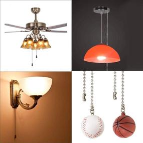 img 2 attached to ⚾🏀 12-Inch Decorative Ceiling Fan Chain Pulls Extension with Baseball and Basketball Pendants - Nickel Finish for Ceiling Light Lamp Fan Chain Pull Set