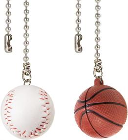 img 4 attached to ⚾🏀 12-Inch Decorative Ceiling Fan Chain Pulls Extension with Baseball and Basketball Pendants - Nickel Finish for Ceiling Light Lamp Fan Chain Pull Set