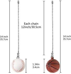 img 3 attached to ⚾🏀 12-Inch Decorative Ceiling Fan Chain Pulls Extension with Baseball and Basketball Pendants - Nickel Finish for Ceiling Light Lamp Fan Chain Pull Set