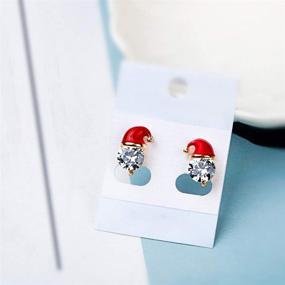 img 1 attached to Women's Christmas Earrings Set: 2 Pairs of Crystal Gemstone Santa Hat & Reindeer Antlers Stud Jewelry, Perfect Xmas Gift for Girls