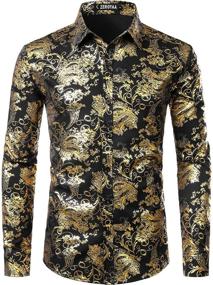 img 4 attached to ZEROYAA Luxury Paisley Printed Stylish Men's Clothing in Shirts