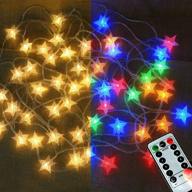 abkshine 25ft 50leds battery powered star fairy lights: stunning warm white color changing led star string lights for wedding, christmas, birthday, halloween, mother's day - 8 modes! logo