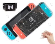 ✨ white clear glitter switch case by belugadesign - dockable crystal protective cover for nintendo switch standard logo