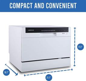 img 2 attached to 🧼 Farberware Professional FCD06ABBWHA Portable Countertop Dishwasher - Efficient 6 Place Setting Compact Design, LED Display, Energy Star - White