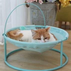 img 1 attached to 🐱 Furrytail Cat Hammock: Elevated Steel Frame Bed with Teaser Toy Ball - Cozy, Detachable Washable Design for Indoor Lounge