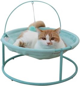 img 4 attached to 🐱 Furrytail Cat Hammock: Elevated Steel Frame Bed with Teaser Toy Ball - Cozy, Detachable Washable Design for Indoor Lounge