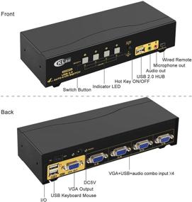 img 1 attached to 🖥️ CKLau 4 Port USB Auto VGA KVM Switch with Audio - Multiple Computer Monitor Switch for Windows, Linux, Mac