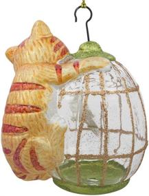 img 2 attached to 🐱 Exquisite BestPysanky Cat on a Bird Cage Glass Christmas Ornament - 4 Inches: A Feline Lover's Delight!