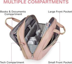 img 2 attached to 👜 BAGSMART Pink Laptop Bag: Large Expandable Briefcase for Women, Water Resistant & Anti-Theft – Ideal for Business, Travel & Office