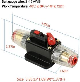 img 3 attached to 🔌 2-Pack 12V-24V DC Reset Fuse Holder with Manual Reset for Car Audio Stereo Switches and Solar Inverter Systems - 40A Inline Circuit Breaker Reset Fuse