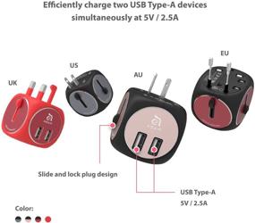 img 4 attached to ✈️ Omnia TA502 Черный/Серый: Универсальный двойной USB-адаптер для путешествий с возможностью зарядки мобильного телефона в Европе, США, Великобритании, Австралии и многих других странах!