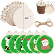 🎄 ourwarm 50pcs large natural wood slices - 4.5" diy christmas wooden ornaments, unfinished wooden circles pre-drilled with hole for crafts and decorations logo