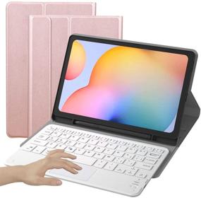 img 4 attached to 🌹 Rose Gold Keyboard Case for Samsung Galaxy Tab S6 Lite 10.4'' 2020 Model SM-P610 (Wi-Fi) SM-P615 (LTE) - Eoso Cover with Keyboard, Touchpad & Pencil Holder (S6)