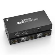 🔁 vassink hdmi kvm switch with usb ports - 2 computer sharing, selector hub with hdmi and usb cables, keyboard, mouse, and usb peripheral support - 4k×2k@30hz logo