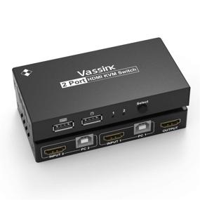 img 4 attached to 🔁 VASSINK HDMI KVM Switch with USB Ports - 2 Computer Sharing, Selector Hub with HDMI and USB Cables, Keyboard, Mouse, and USB Peripheral Support - 4k×2K@30hz