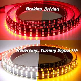 img 2 attached to 🚦 DIBMS Tailgate Light Bar: 60 Inches Triple Row LED, Red Brake, White Reverse, Amber Turn Signal, Strobe Light for Pickup Trailer SUV RV VAN - No Drill Install