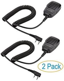 img 1 attached to 🎧 High-Quality 2 Pack Compact Speaker Mic with Durable Cable for Baofeng, TYT, Wouxun, and Kenwood Radios - Enhanced Audio and Communication