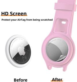 img 3 attached to 🐶 CKFJDH Pink Protective Case for AirTag Dog Collar Holder - Flexible Silicone Cover with Adjustable Band for Pet Collars - Anti-Scratch Screen Protector - Compatible Design