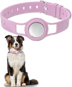 img 4 attached to 🐶 CKFJDH Pink Protective Case for AirTag Dog Collar Holder - Flexible Silicone Cover with Adjustable Band for Pet Collars - Anti-Scratch Screen Protector - Compatible Design