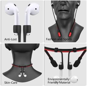 img 1 attached to 🔴 Петля GOGOSODU совместима с Airpods: силиконовая петля против потерь для Airpods Pro, 1, 2 - поддержка беспроводной зарядки - черная с красным