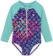 👙 uideazone girls long sleeve one piece swimsuit: upf 50+ rashguard swimwear for 1-6y logo