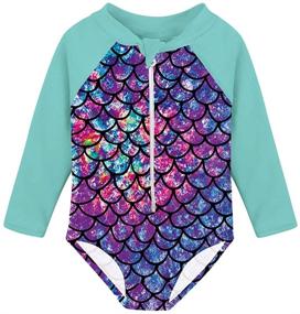 img 4 attached to 👙 uideazone Girls Long Sleeve One Piece Swimsuit: UPF 50+ Rashguard Swimwear for 1-6Y