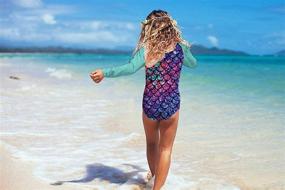 img 1 attached to 👙 uideazone Girls Long Sleeve One Piece Swimsuit: UPF 50+ Rashguard Swimwear for 1-6Y