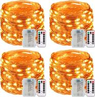 🔌 ehome led string lights: 4 pack 16.4ft 50led fairy lights for indoor/outdoor decor, battery operated with remote control logo