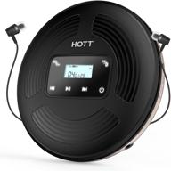 🎵 hott cd903tf: portable cd player for car with bluetooth fm transmitter – rechargeable touch button backlight display in black logo