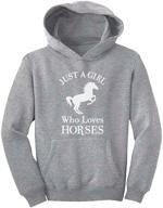 tstars girls' active horse hoodie - loves horses clothing logo