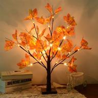 🍁 autumn harvest decorative maple tree: artificial fall lighted tabletop led tree with 24 lights - battery operated thanksgiving decorations for indoor outdoor wedding party gifts and home decor логотип