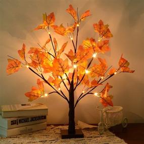 img 4 attached to 🍁 Autumn Harvest Decorative Maple Tree: Artificial Fall Lighted Tabletop LED Tree with 24 Lights - Battery Operated Thanksgiving Decorations for Indoor Outdoor Wedding Party Gifts and Home Decor