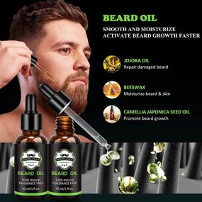 img 1 attached to Mens Christmas Gifts: Complete Beard Kit with Beard Wash, Conditioner, Oil, Balm, Brush, Comb, Scissors, and E-Book – Ideal Gifts for Dad, Husband, Boyfriend