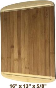 img 3 attached to 🌿 Organic Bamboo Wood Cutting Board with Juice Grooves - Best Wooden Cutting Board for Kitchen, Meat & Vegetables - Large Decorative Wood Serving Tray & Cheese Board