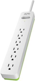 img 1 attached to APC PE66W Surge Protector Power Strip - 1080 Joule, Flat Plug, 6 Outlet Cord Strip - White/Green