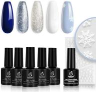 🎁 beetles christmas gel nail polish set: glitter white kit with soak off led lamp, blue silver polish, strengthener, stickers, snowflakes decoration - perfect gift in a festive box logo