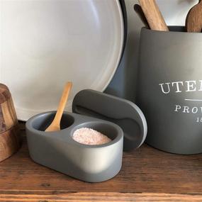 img 2 attached to 🏺 Fox Run Cement Double Salt Cellar: Stylish Gray 3 x 3.5 x 6.25 inches with Spoon