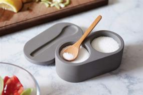 img 1 attached to 🏺 Fox Run Cement Double Salt Cellar: Stylish Gray 3 x 3.5 x 6.25 inches with Spoon
