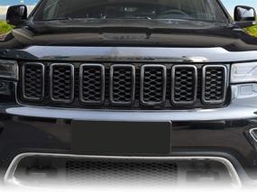 img 3 attached to 🔥 Carbon Fiber Style Front Grille Rings Grill Inserts Cover Kit for 2017-2019 Jeep Grand Cherokee - 7pcs Black Grill Frame Trim