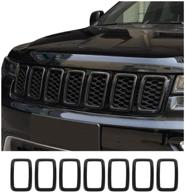 🔥 набор накладок на решетку передней решетки в стиле карбона для jeep grand cherokee 2017-2019 - 7 штук черной отделки решетки. логотип
