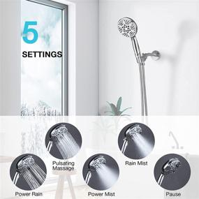 img 3 attached to 🚿 High Pressure Handheld Shower Head with 5” Face - 5 Spray Settings and Adjustable Bracket - BOWGER Premium Shower Head with 60” Stainless Steel Hose (Chrome)