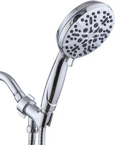 img 4 attached to 🚿 High Pressure Handheld Shower Head with 5” Face - 5 Spray Settings and Adjustable Bracket - BOWGER Premium Shower Head with 60” Stainless Steel Hose (Chrome)