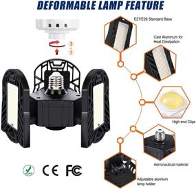 img 1 attached to 💡 6000 Lumens LED Garage Lights: Ultra-Bright 60W Deformable Trilight Lamp Set with 3 Adjustable Aluminum Panels, CRI 80,6000K Nature Light for Shop, Garage, Warehouse