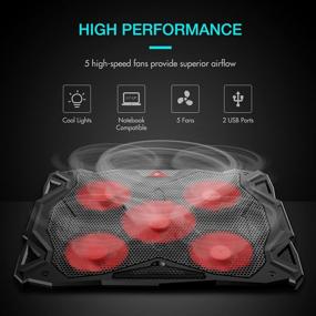 img 3 attached to Havit 5 Fans Laptop Cooling Pad: Enhanced Cooling Performance for 14-17 Inch Laptops, LED Light, Dual USB 2.0 Ports, Adjustable Stand (Black)