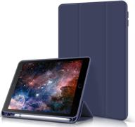 kenke ipad 9.7 2018/2017 case with pencil holder - navy | auto wake/sleep, trifolding stand, shockproof soft tpu back cover for 6th/5th generation ipad 9.7 inch logo