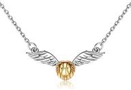 🧚 elevate your style with the eove sterling silver quidditch flying golden snitch pendant necklace: a perfect gift for women and girls logo