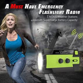 img 2 attached to 📻 2020 Upgraded Emergency Flashlight Radio: AM/FM/NOAA Weather Solar Crank Radio with 4000 mAh Replaceable Li-ion Battery, Sensor Reading Lamp, 3 Modes Flashlight, Phone Charger for Hurricanes, Tornadoes