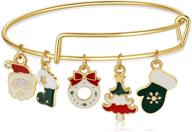 🎄 sismiurra women's christmas expandable charm bracelet with christmas tree bangle & adjustable santa charm - red & green jewelry for the holiday season - perfect gifts for women & girls logo