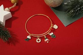 img 2 attached to 🎄 SISMIURRA Women's Christmas Expandable Charm Bracelet with Christmas Tree Bangle & Adjustable Santa Charm - Red & Green Jewelry for the Holiday Season - Perfect Gifts for Women & Girls